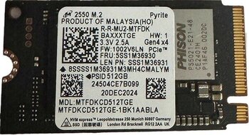 Micron 2550 512GB 5000/4000MB/S GEN4X4 M.2 22X42 SSD