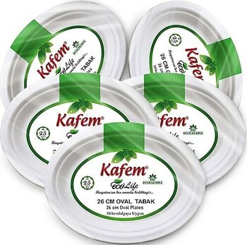 Kafem Ekolojik Karton Oval Tabak 26 cm 25 Li x 5 Paket