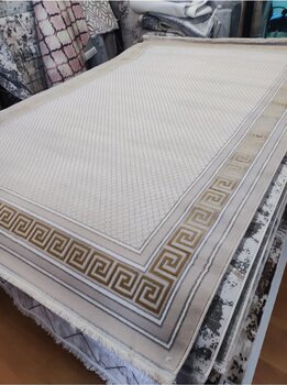 Halı 6m2 bambu tarz salon oturma odası halısı Gri gold kahve krem desenlerde