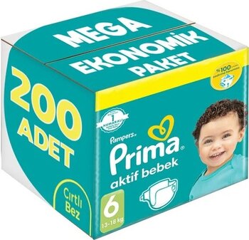 Prima Bebek Bezi Beden:6 13-18kg Extra Large 200 Adet 6 Numara