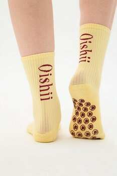 Oishii Yoga Soket Çorap Yarım Havlu Dikyazı Desen Sarı - 39 - 42