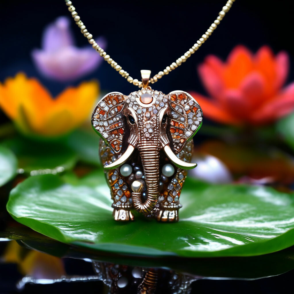 Realistic costume jewelry elephant image created in Shedevrum