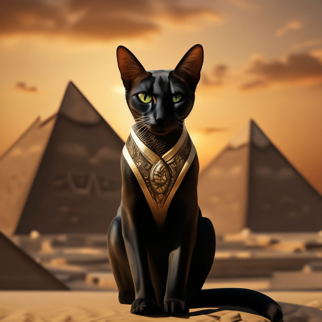 Египетские коты на фоне Пирамид» — создано в Шедевруме