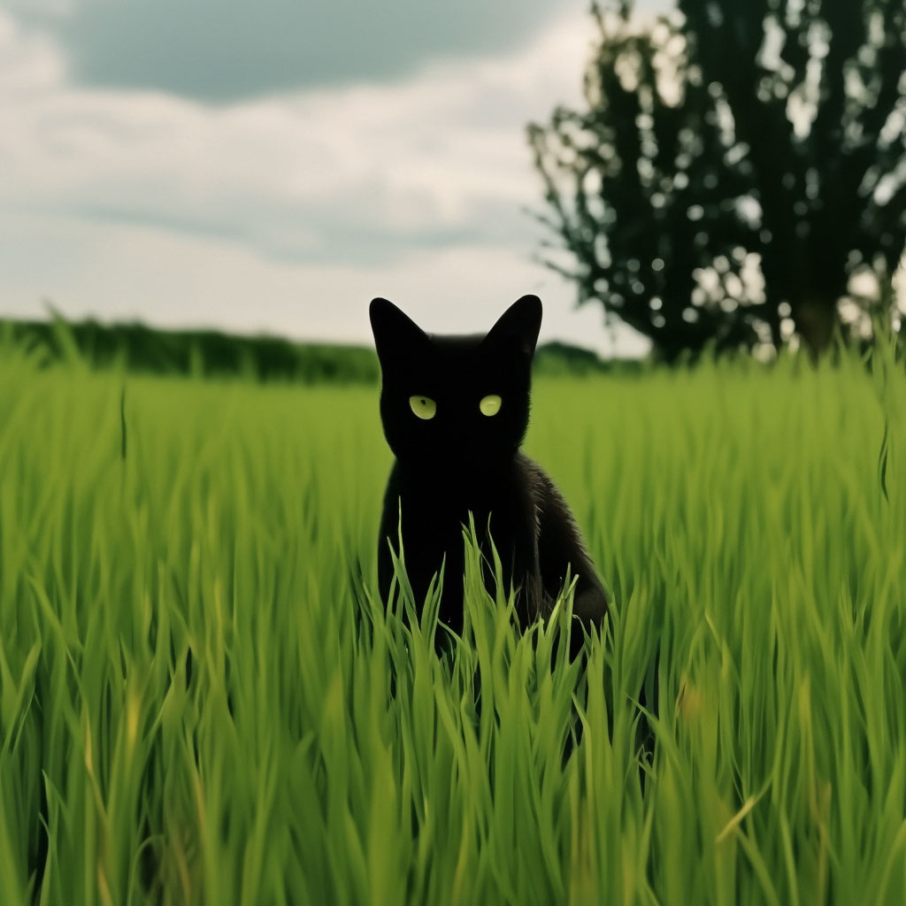 Вдали черный кот ,зеленая трава,…» — создано в Шедевруме