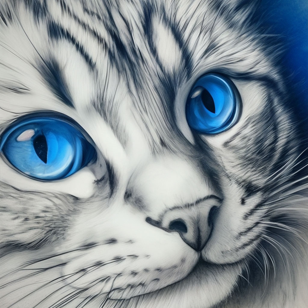 Скетч милое лицо кошки с …» — создано в Шедевруме
