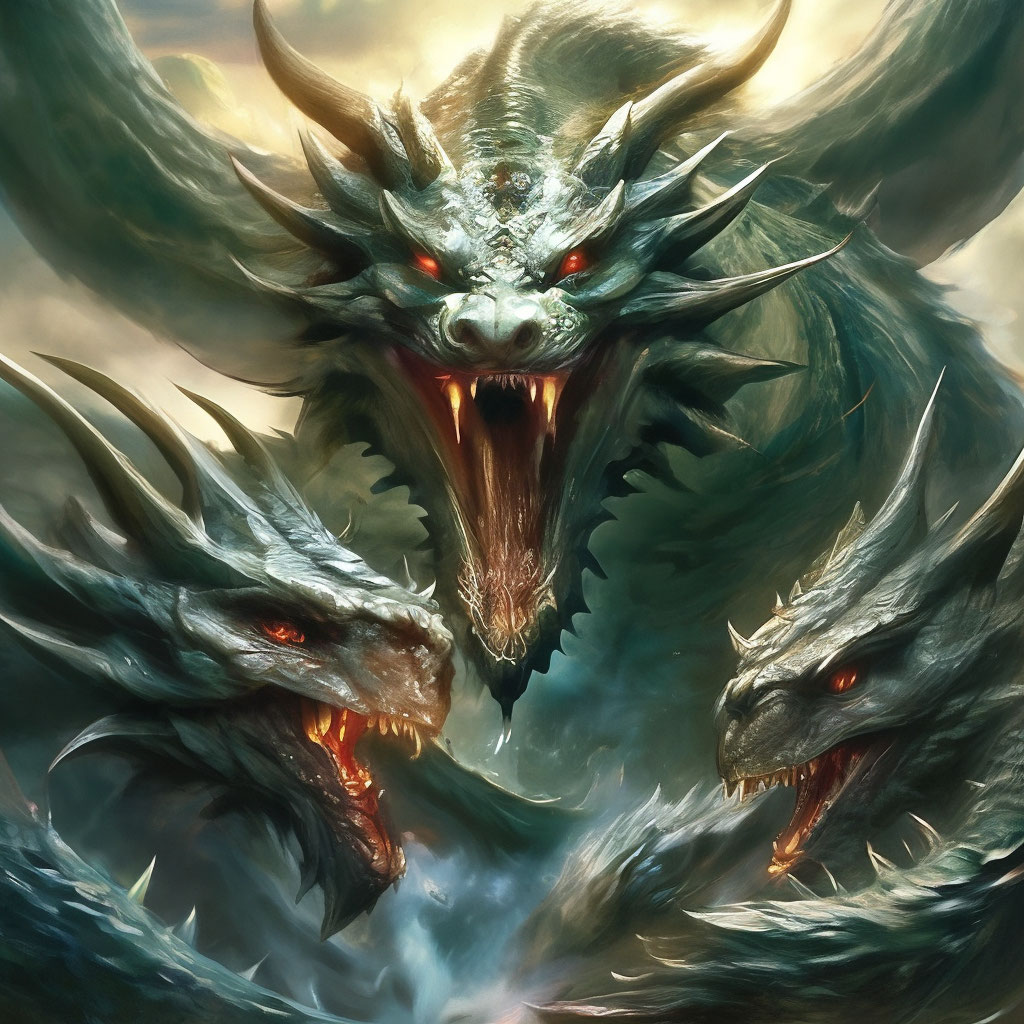Ladon is a dragon of ancient Greek … — image created in Shedevrum, حجم الصورة 1024x1024