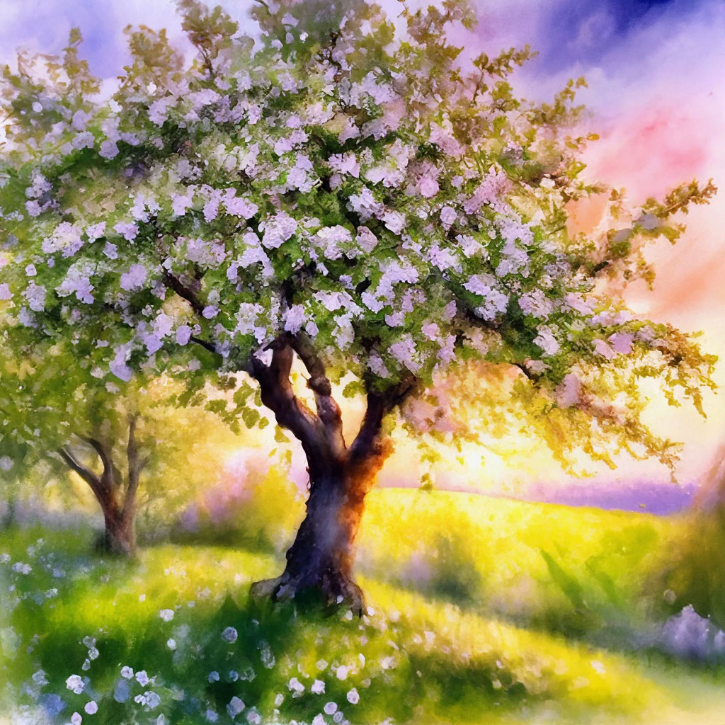 🌳 Дикая цветущая яблоня в лесу, …» — создано в Шедевруме
