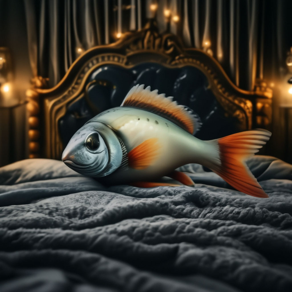 Рыба спит в кровати» — создано в Шедевруме