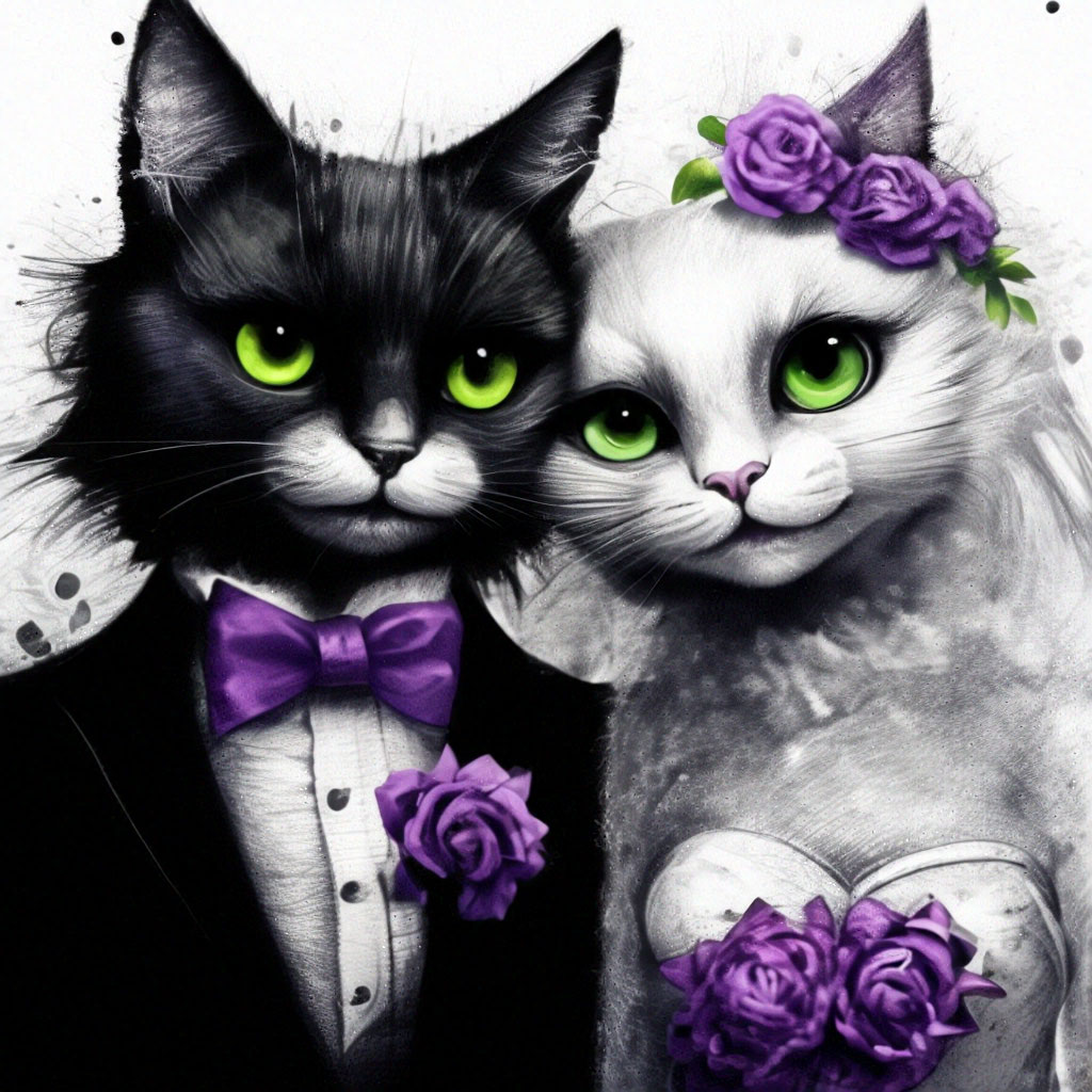 Коты свадьба картинки Katzen-Hochzeit #groom #maid #wedding #hochzeit Cute animals, Cat wedding, Cute