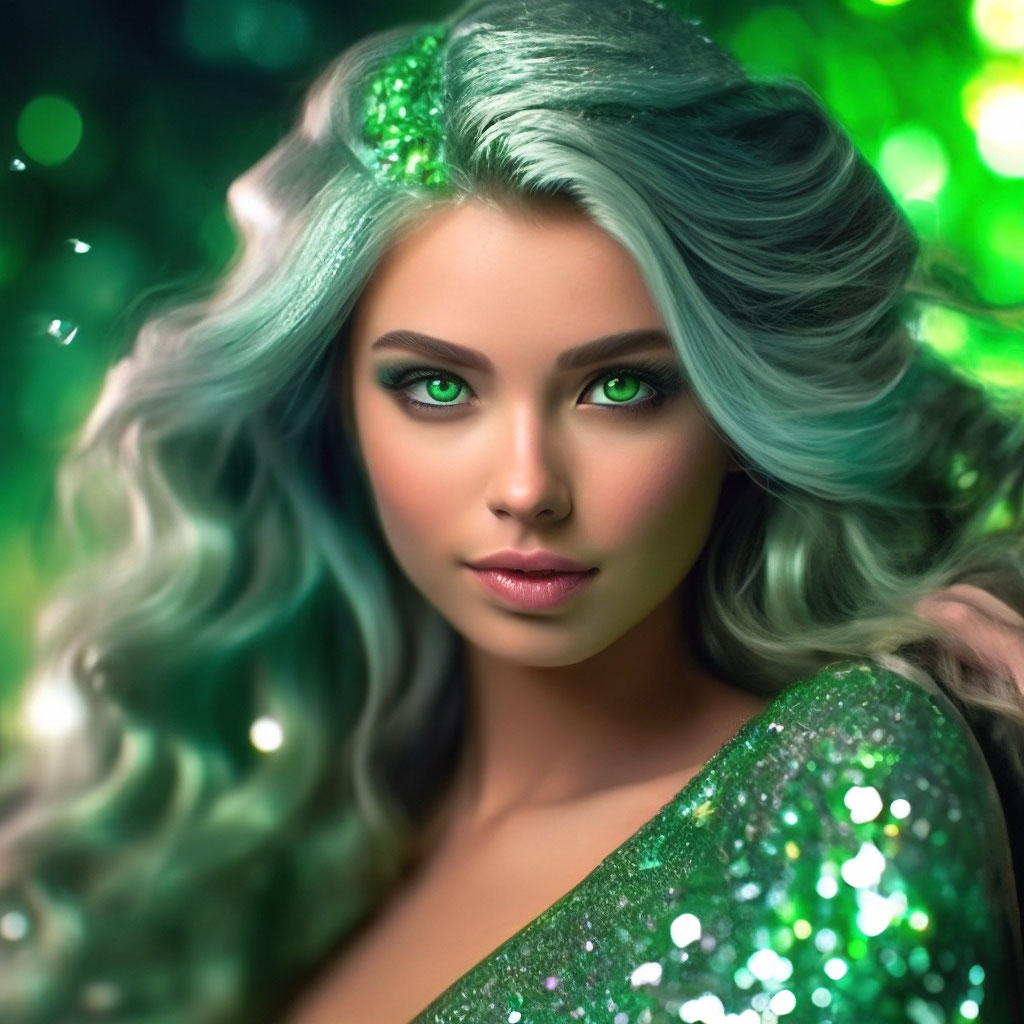 "Green girl" - image created in Shedevrum