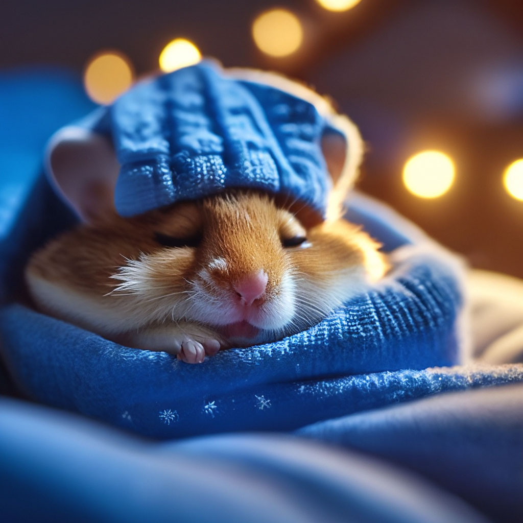 A cute hamster in blue pajamas and a image created in Shedevrum