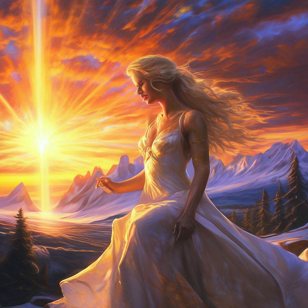 "The Birth of the Goddess Aurora sunrise, fantastic lighting and ...