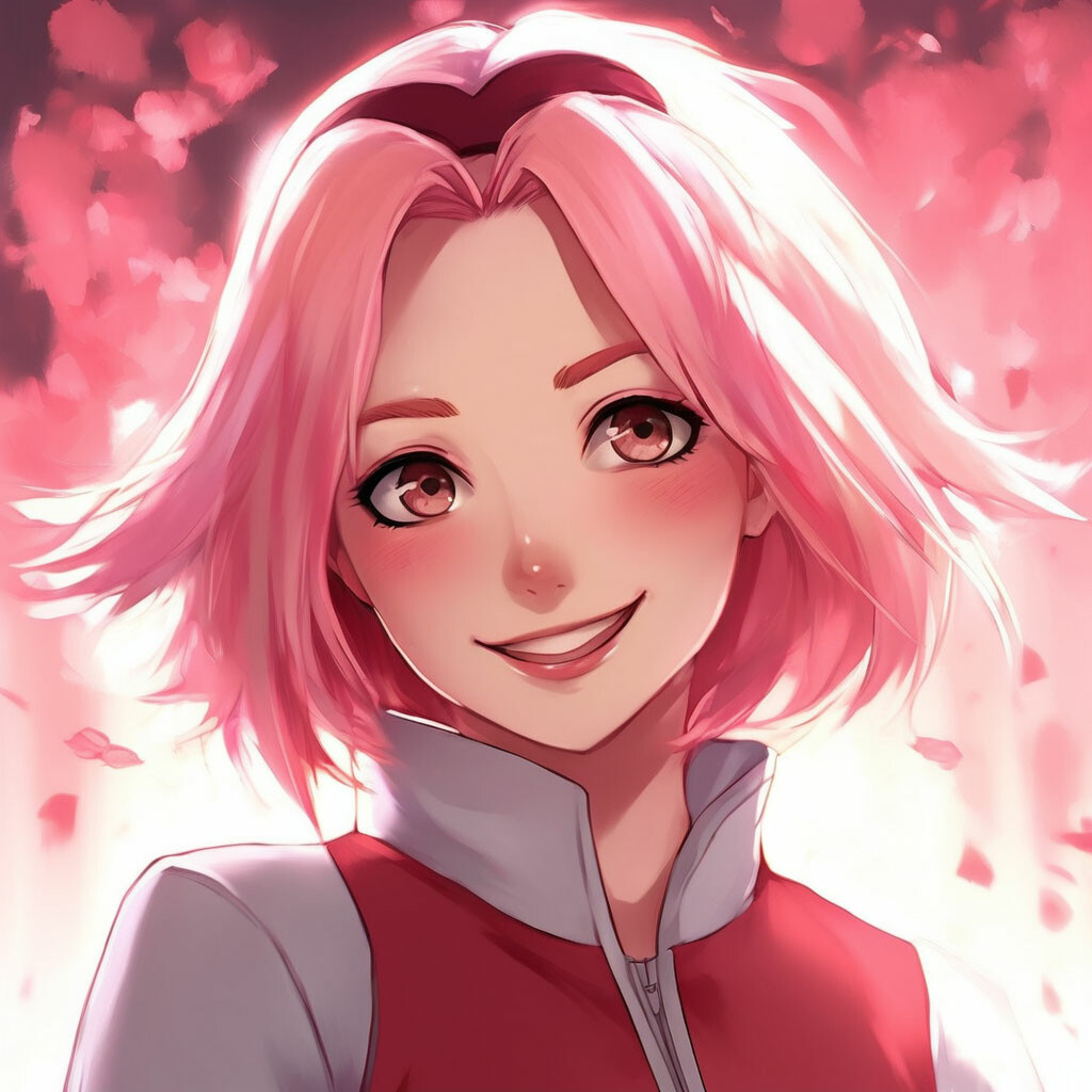 Sakura Haruno, smiling, winking, anime style.