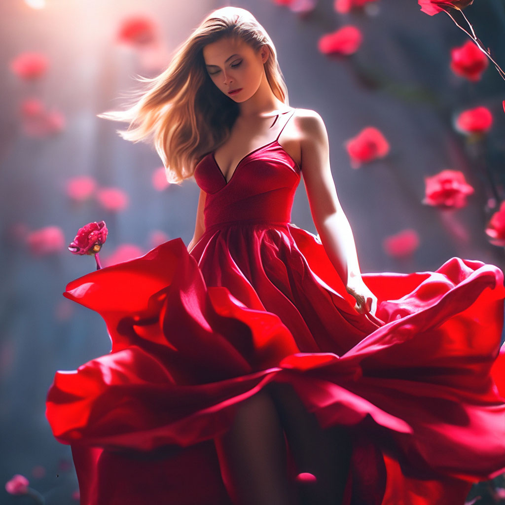 rose girl rose girl is red in full height: stem up+rose, flower down ...