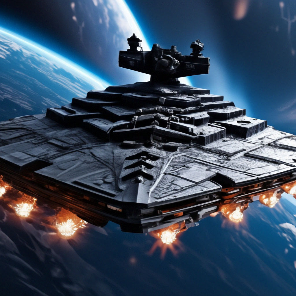 Star Destroyer flying in space Star image created in Shedevrum