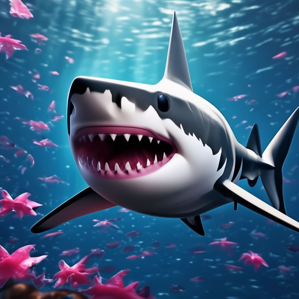 "Shark beautiful shark cute shark pink…" — image created in Shedevrum