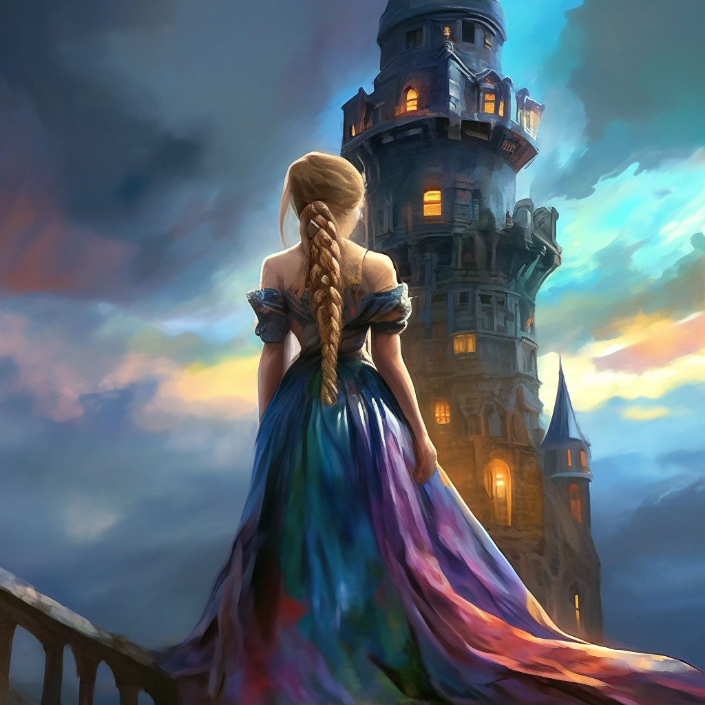 девушка на фоне башни