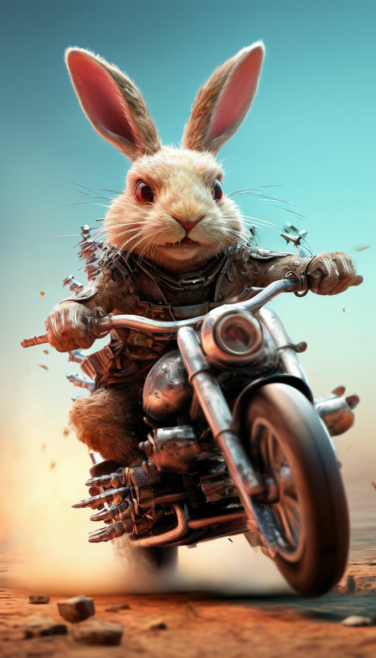 the great warrior cute hare rushes…" — image created in Shedevrum