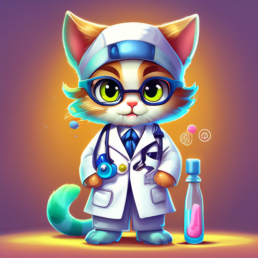 A cat in a doctor s costume big eyes image created in Shedevrum