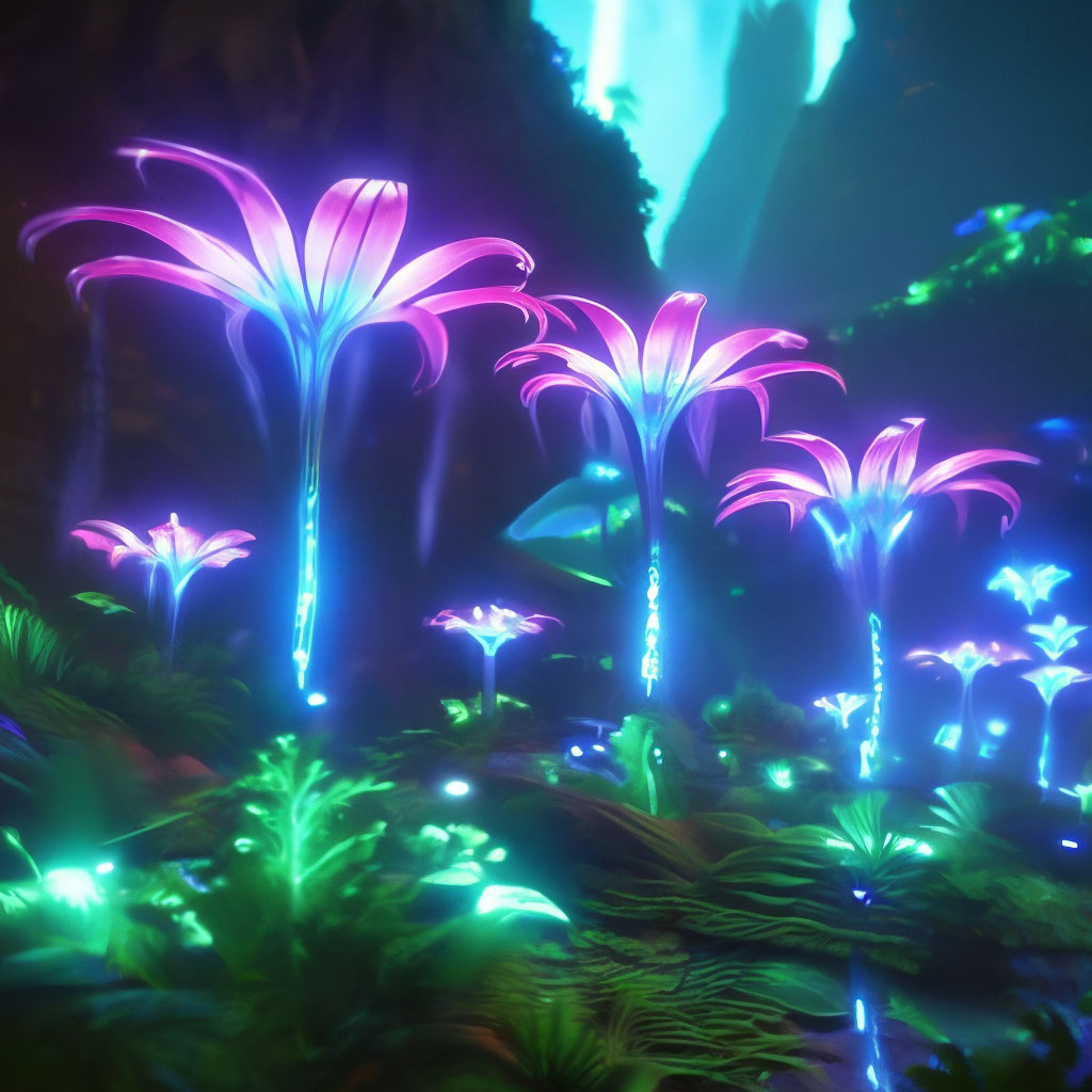 Glowing plants from "Avatar""  image created in Shedevrum