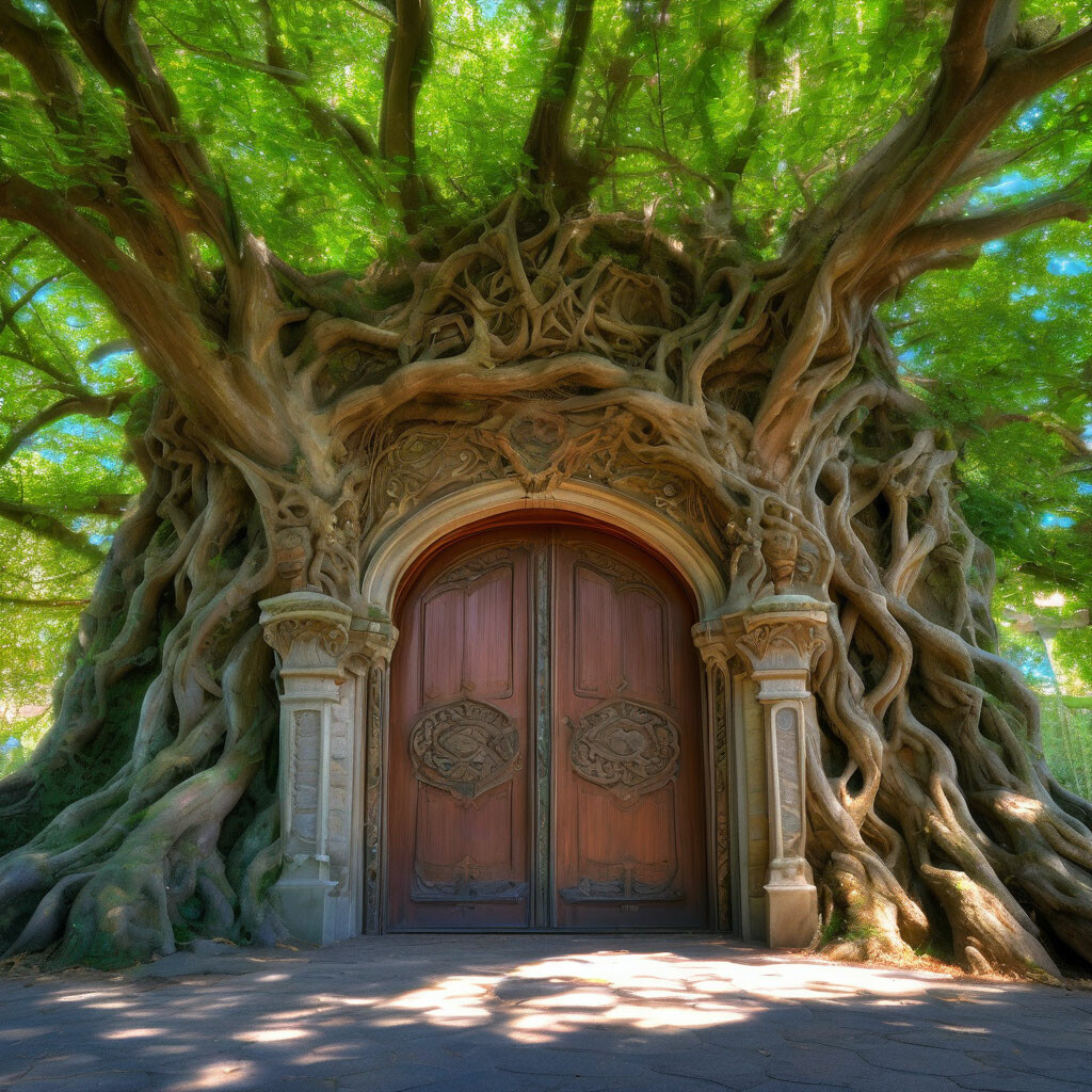 professional photo HDR UltraHD 8QHD 5d , old ornate tree, doors ...
