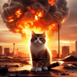 «A cat escapes from a nuclear explosion» — video created in Shedevrum