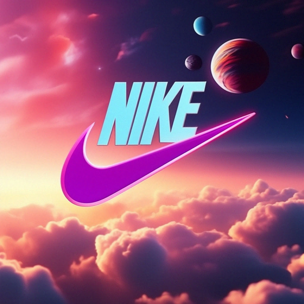 Nike logo with yellow pink pink image created in Shedevrum