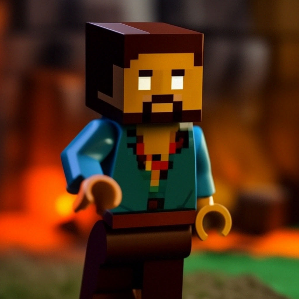 Herobrine minecraft Lego style super image created in Shedevrum
