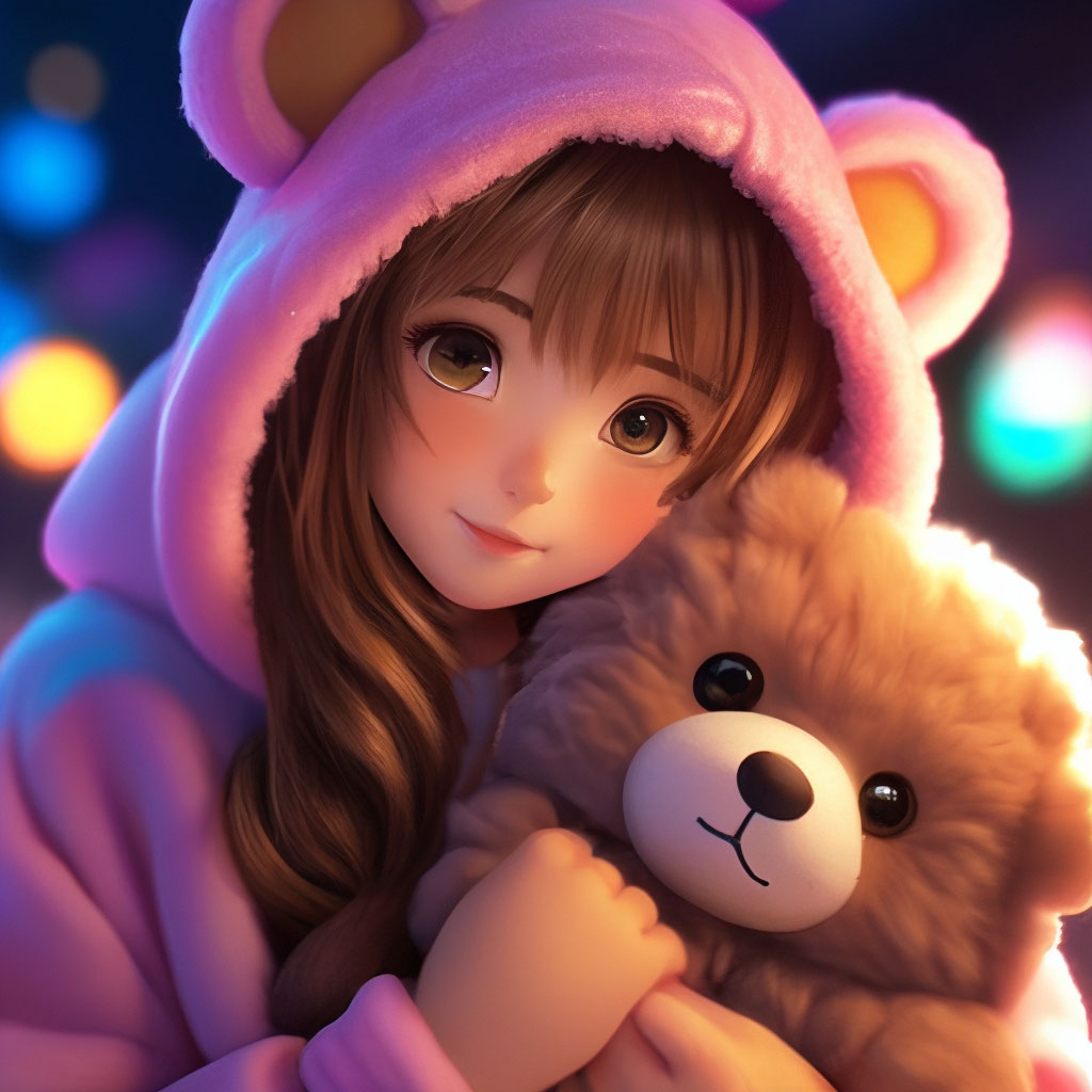A cute girl in a fluffy image created in Shedevrum