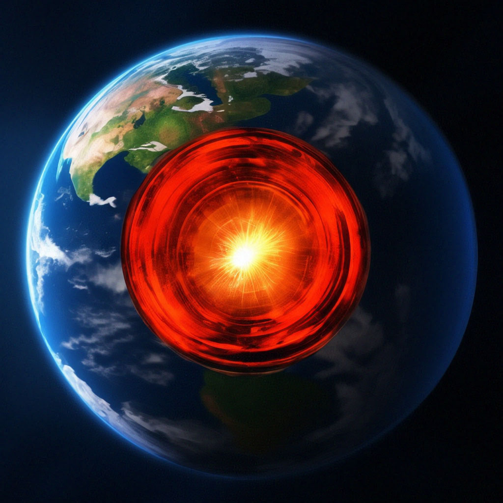 "Retrace the center of gravity of the Earth" — image created in Shedevrum