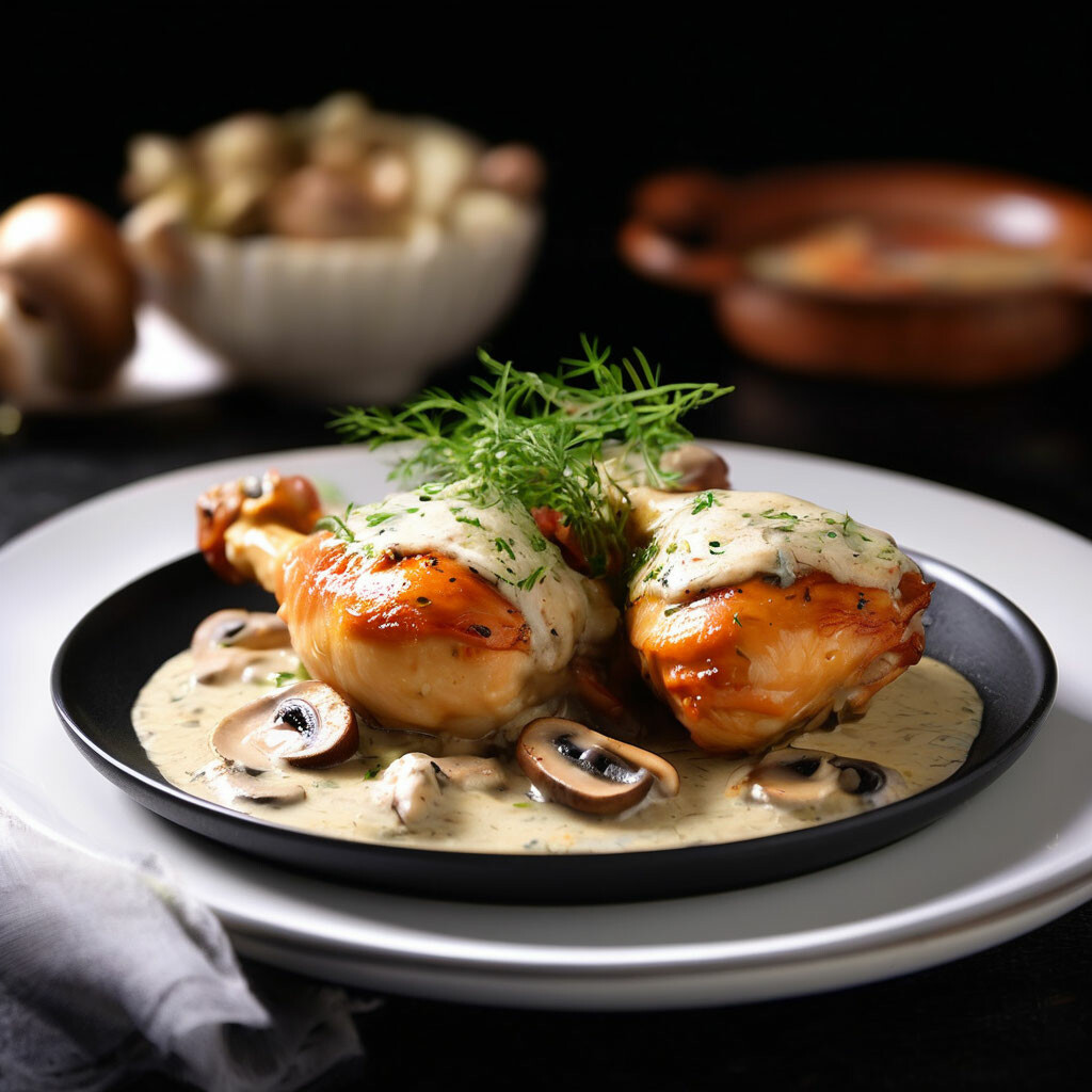 Готовое блюдо - куриные ножки с гороховым соусом