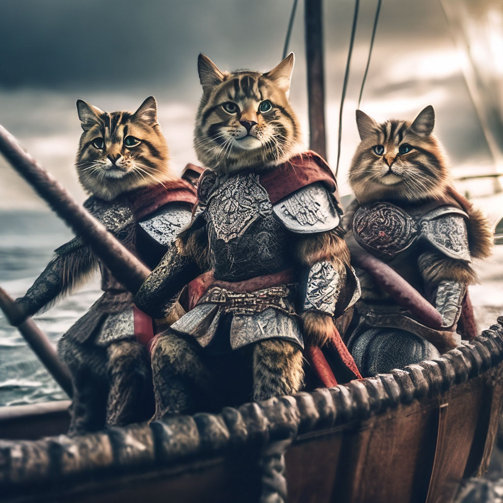 Отряд котов-викингов со щитами и …» — создано в Шедевруме