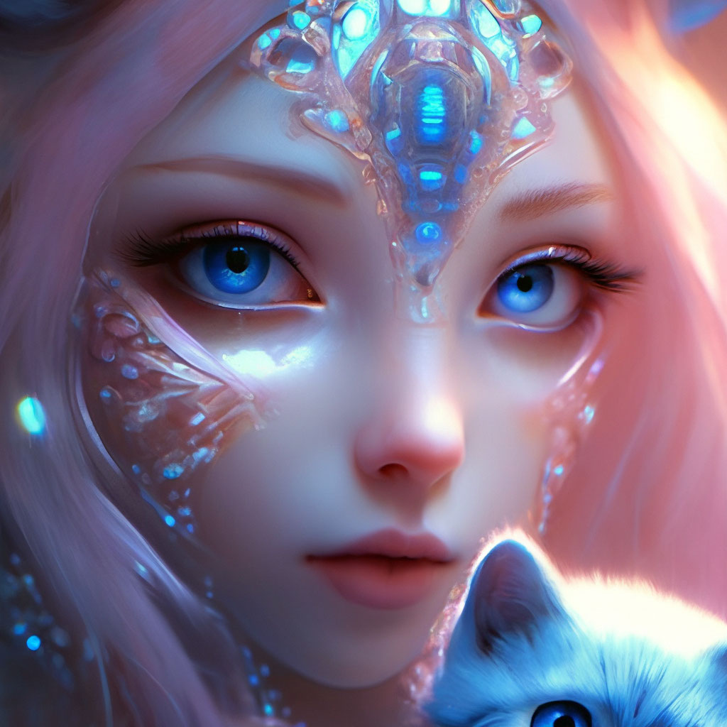 "Girl+cat girl-cat girl cat cute, alien cat, close angle, delicate pink ...