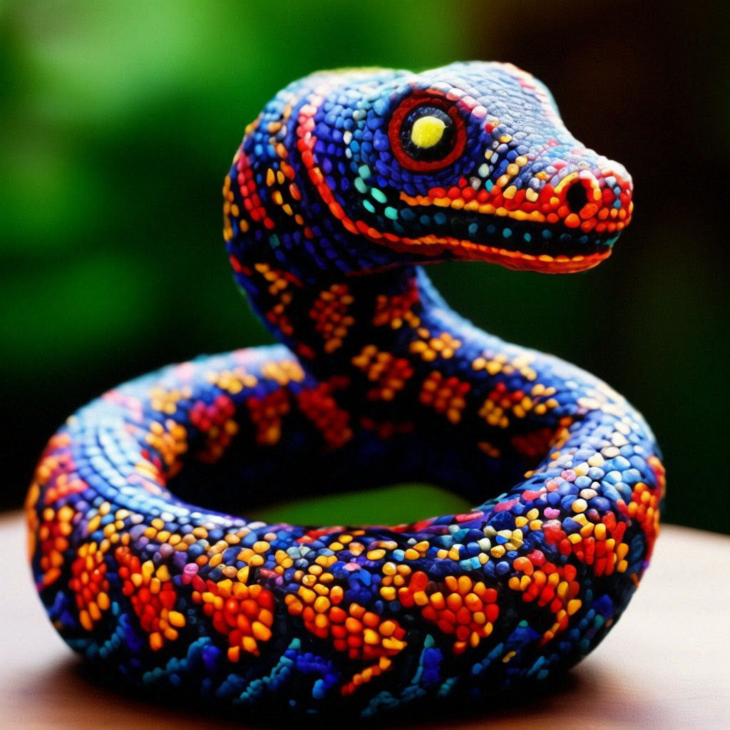 "Snake in the huicholi technique" — image created in Shedevrum