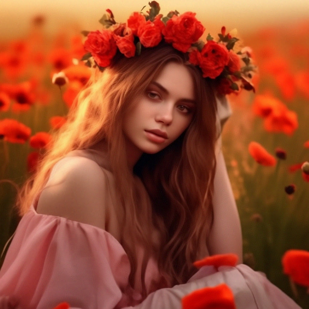 "A beautiful girl in a delicate pink dress with a wreath on his head ...
