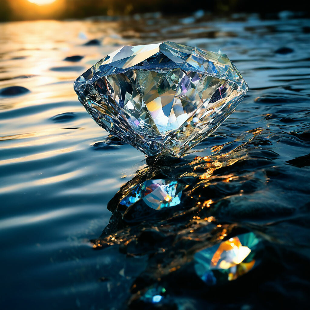 professional photo HDR nature photo 8K diamonds in water