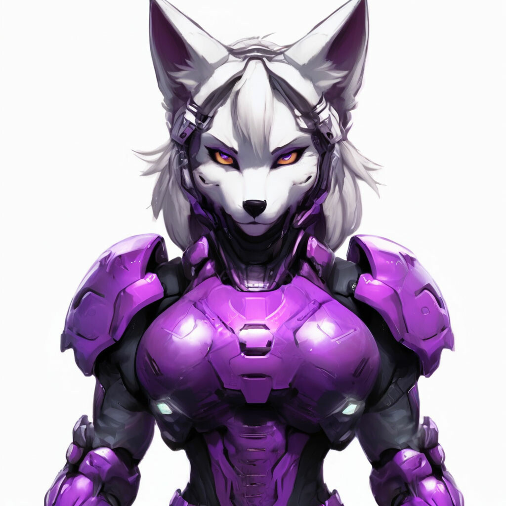 Фурри anthropomorphic девушка лиса, телосложения Гигачада, большой бюст, фи...