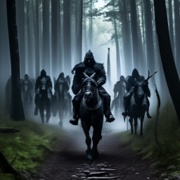«Shadow Riders following a ghostly general through a dark forest ...