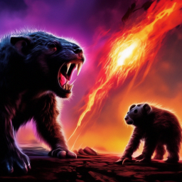 «Frightened primitive animals look at a meteorite» — video created in ...