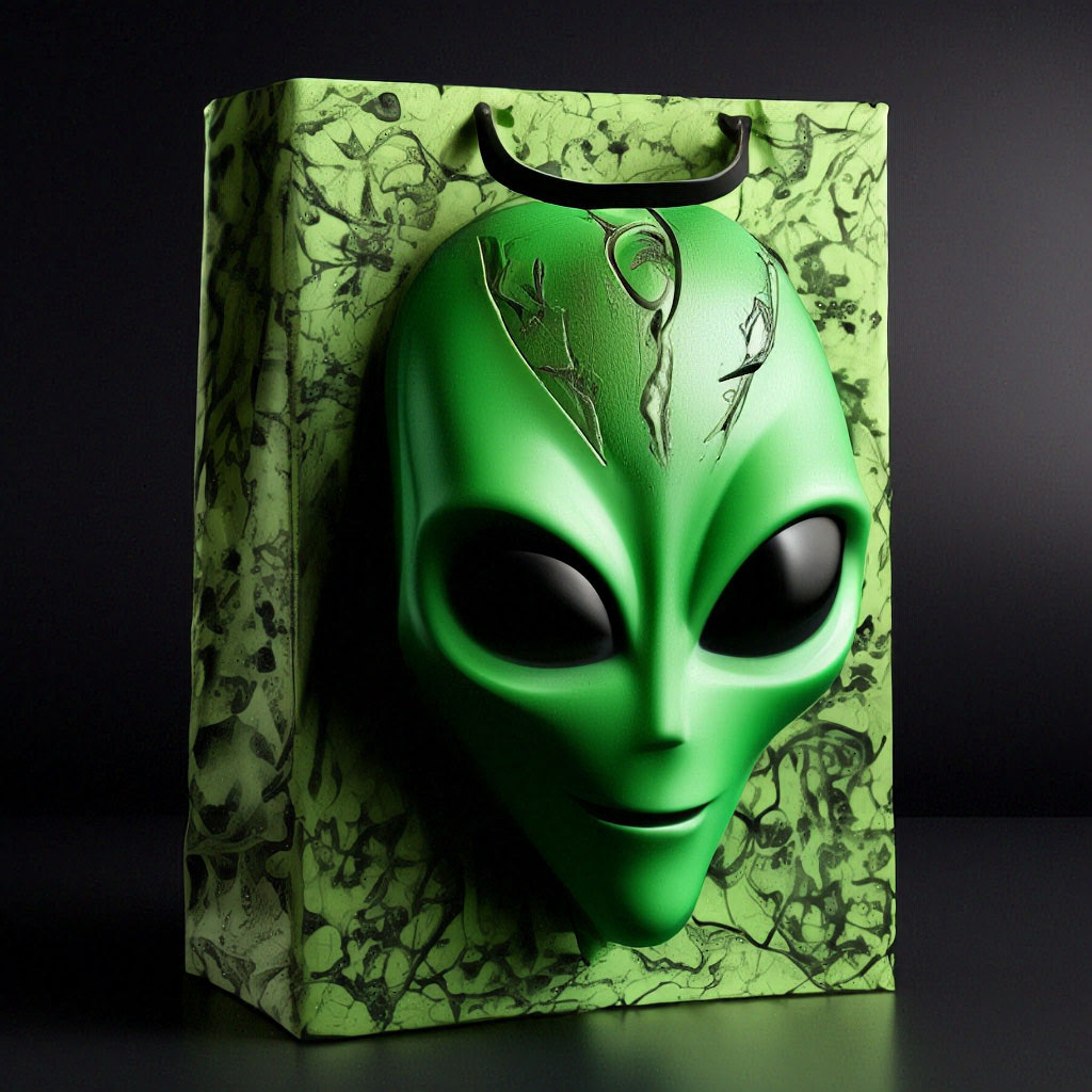 "Exclusive gift bag, with alien head, high quality, high detail ...