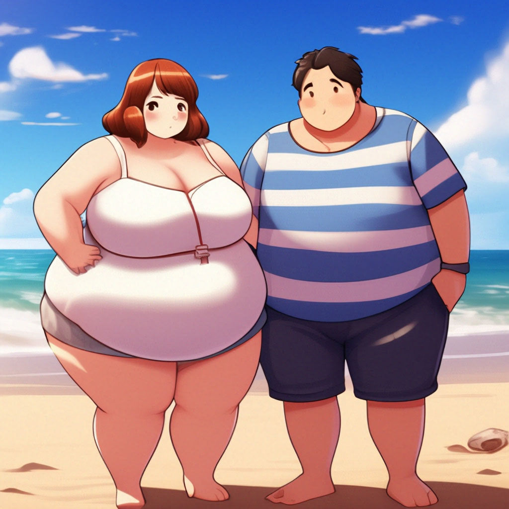 жирные толстые на пляже 