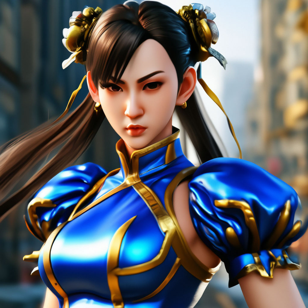 "Шикарная девушка ЧУНЬ ЛИ  CHUN-LI ." - image created in Shedevr...