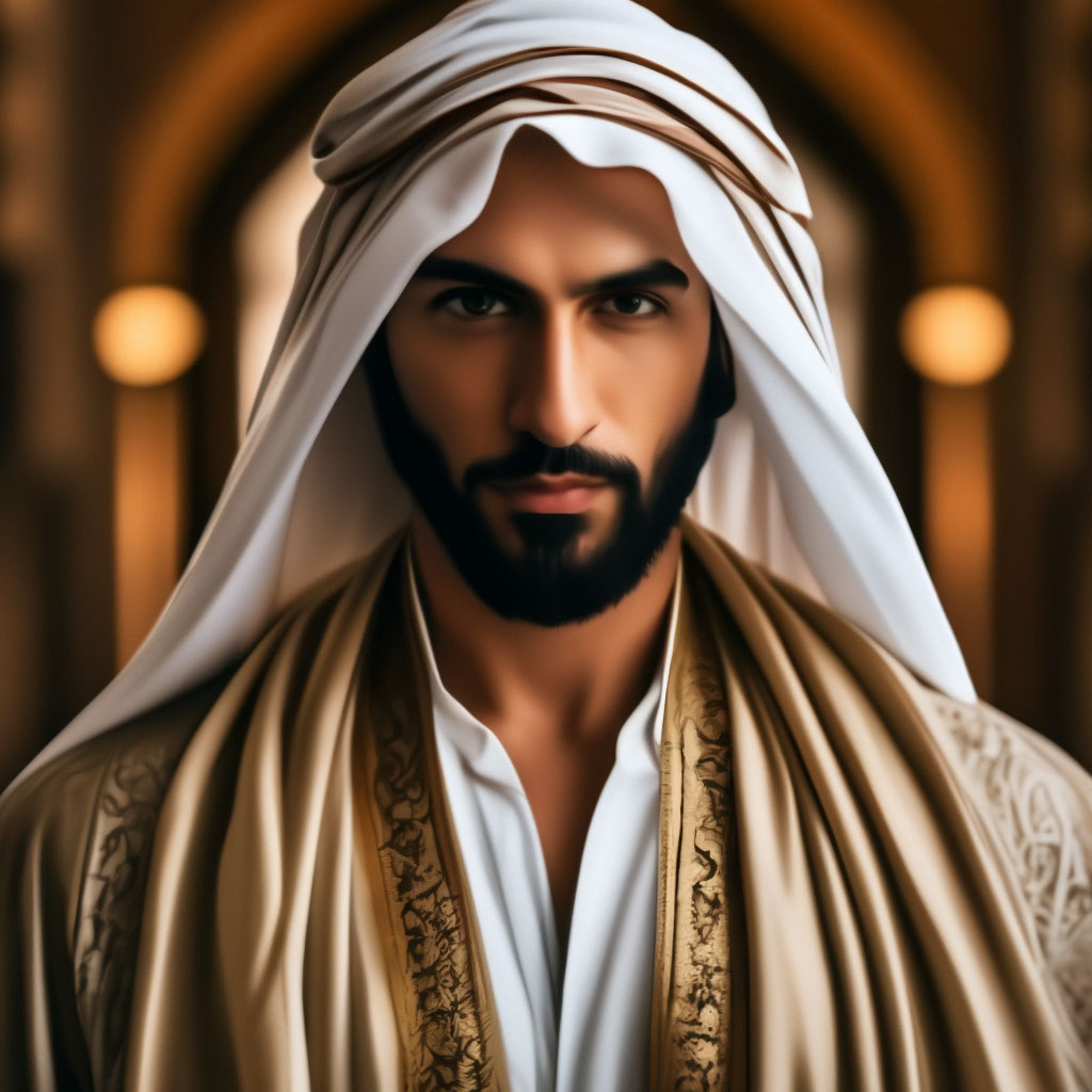 Киза шейх в реальной жизни как выглядит "Oriental handsome sheikh, in a ." - image created in Shedevrum