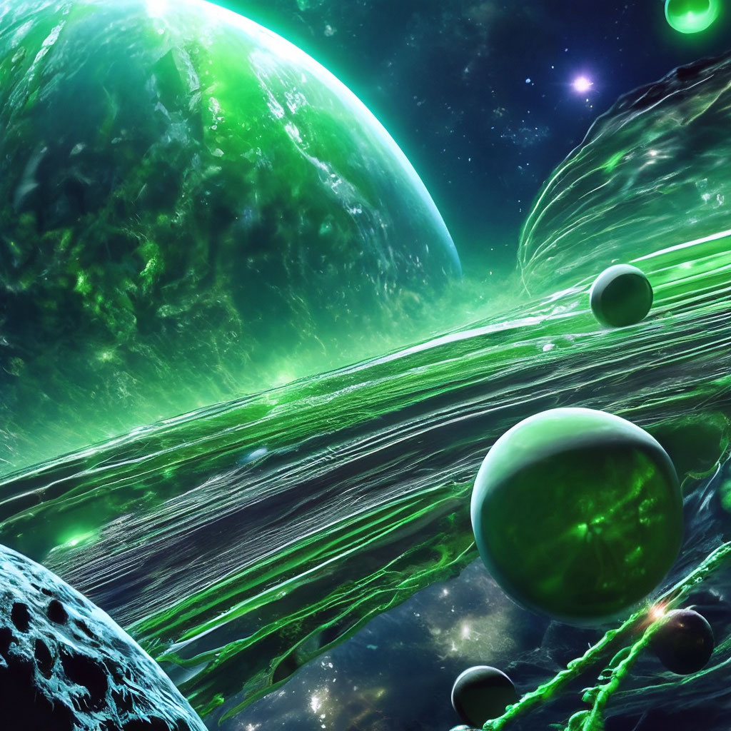 Зелёный космос,на фон зелёный …» — создано в Шедевруме