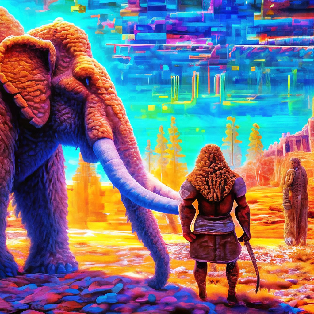 Galographic image of ancient times, the world of Neanderthals clear ...