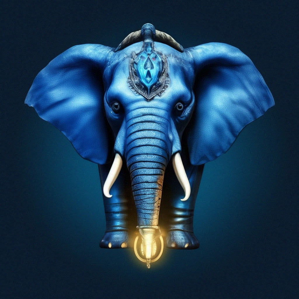 💡Bubba Bubbaphant💡 blue elephant with a medallion in the