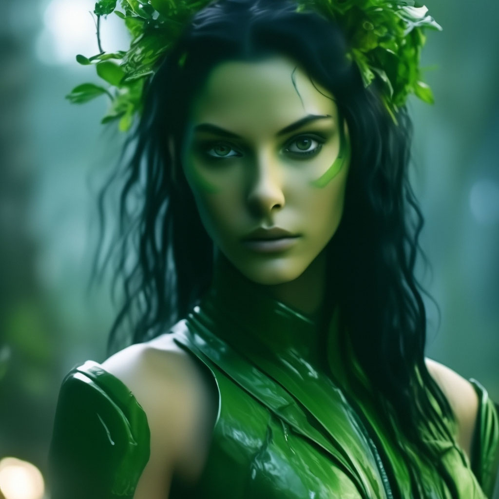 Девушка с зелёной кожей, девушка …» — картинка создана в Шедевруме