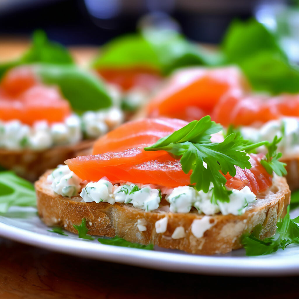 Бутерброды с творожным сыром и сёмгой