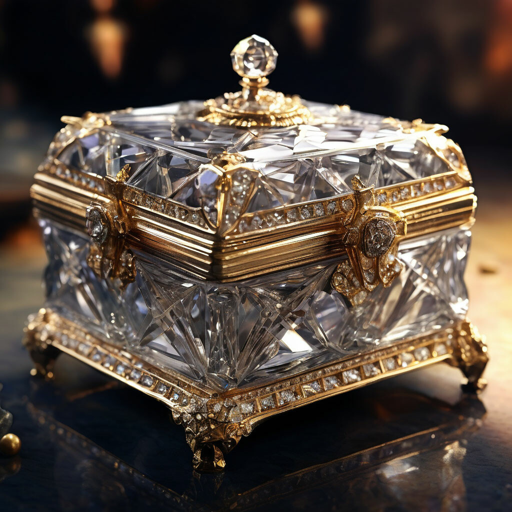 "Beautiful jewelry box with diamonds, glass and patterns, aesthetically ...