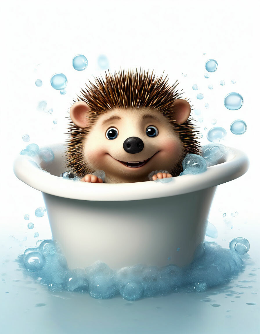 "Hedgehog A bathtub, a funny hedgehog …" — image created in Shedevrum